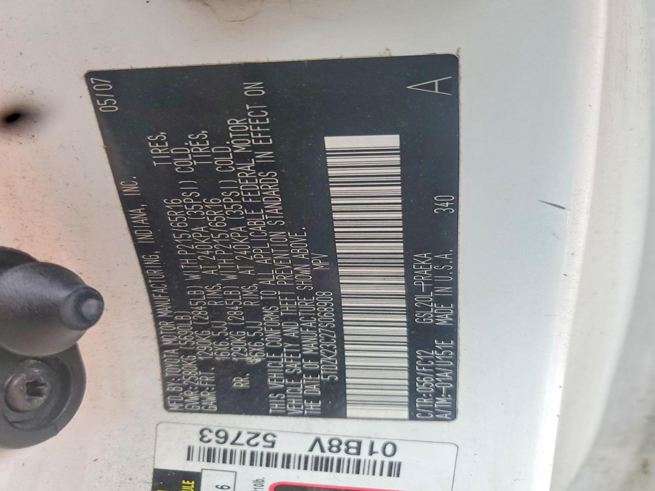 2007 TOYOTA SIENNA CE photo 12