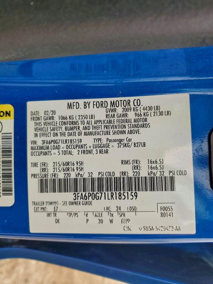 2020 FORD FUSION S photo 23