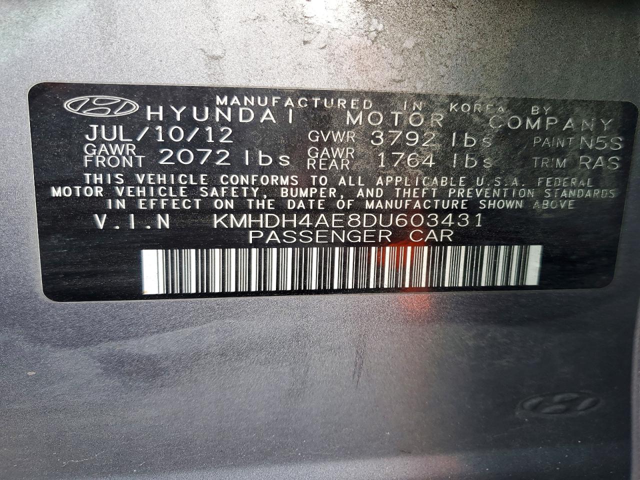 2013 HYUNDAI ELANTRA GLS photo 12