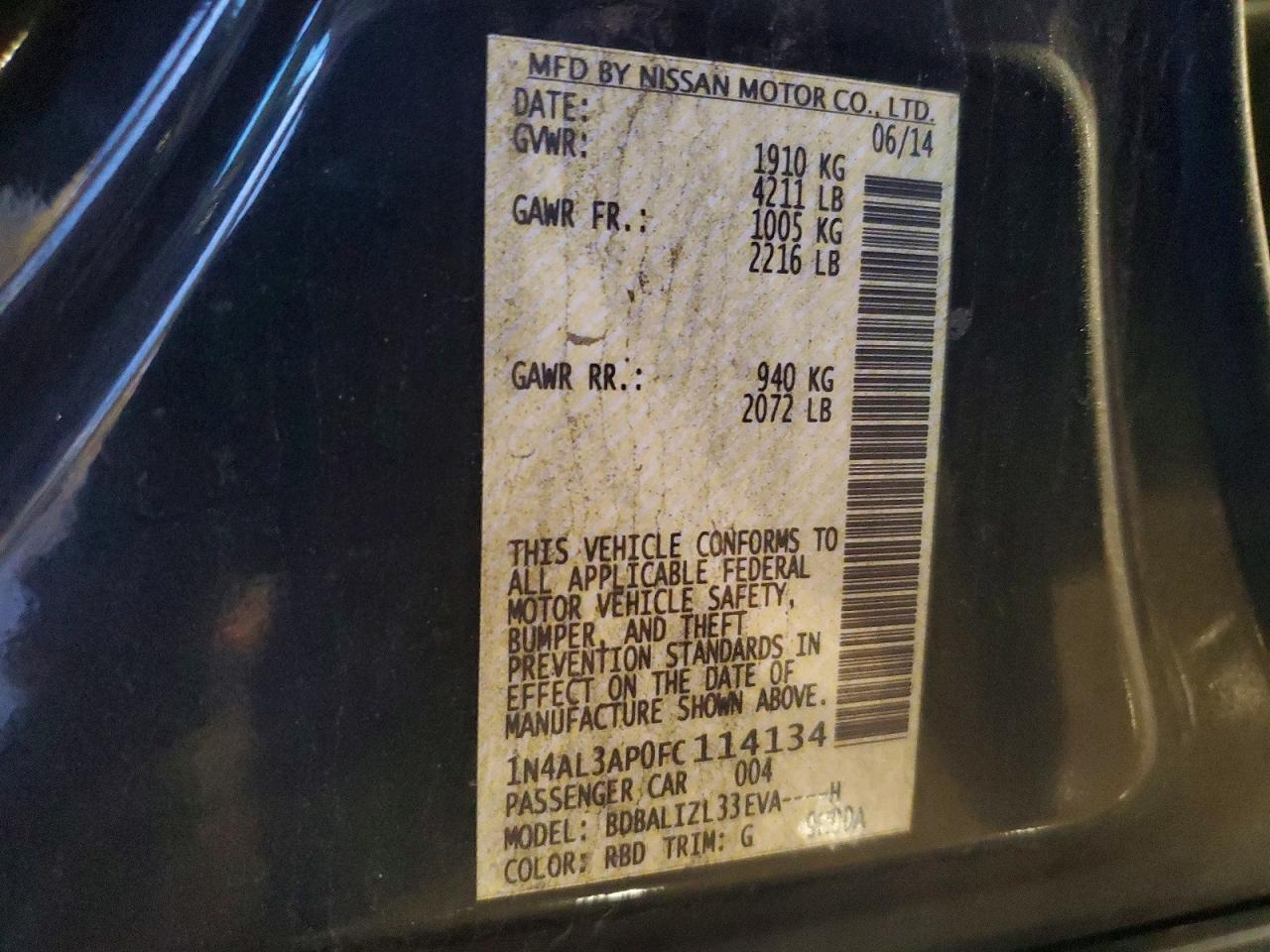 2015 NISSAN ALTIMA 2.5 photo 12