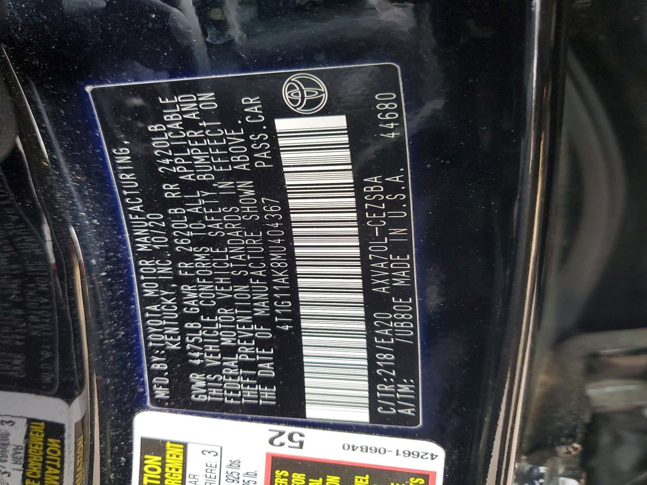 2021 TOYOTA CAMRY SE photo 12