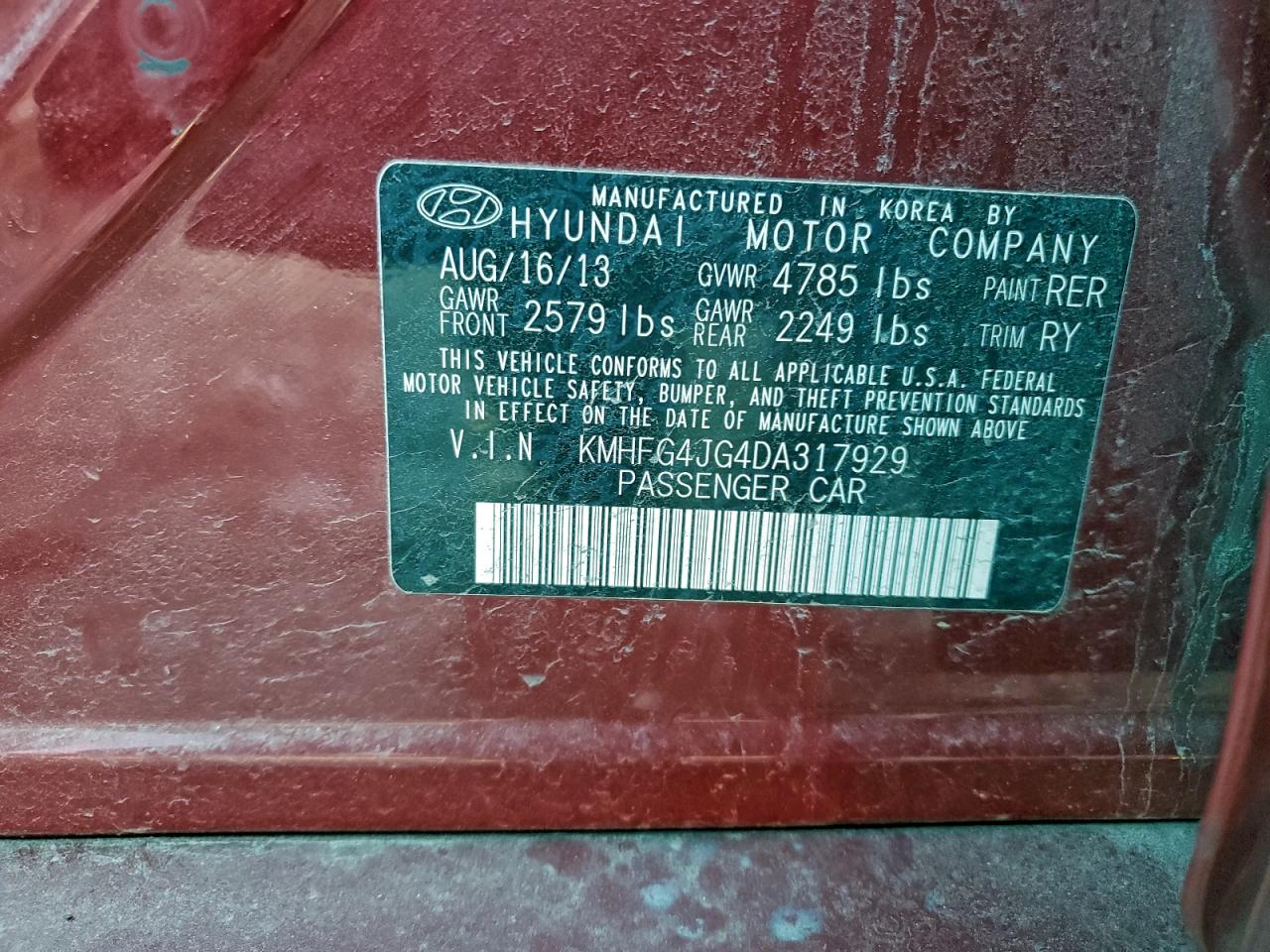 2013 HYUNDAI AZERA photo 23
