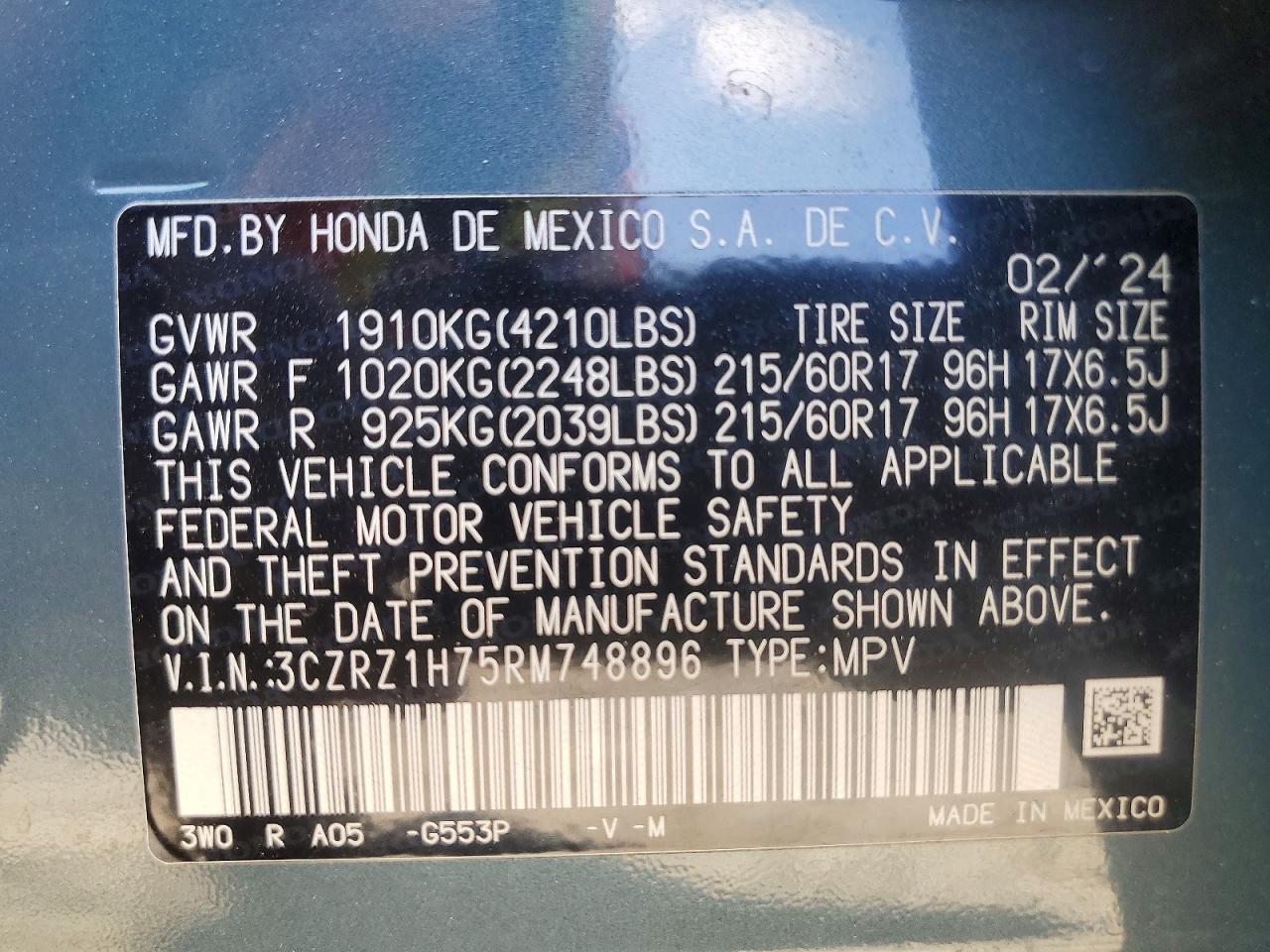 2024 HONDA HR-V EXL photo 14
