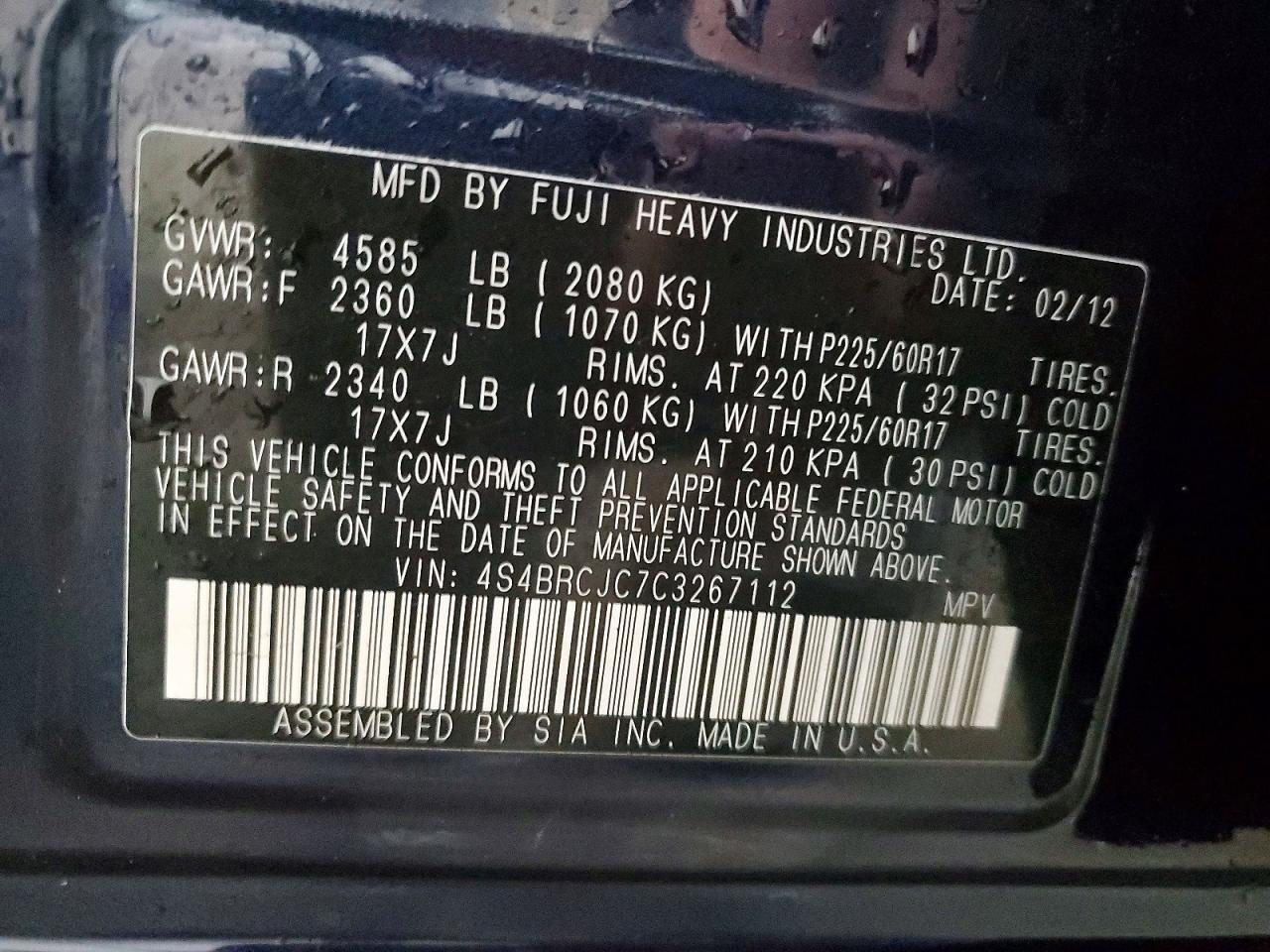 2012 SUBARU OUTBACK 2.5I LIMITED photo 13