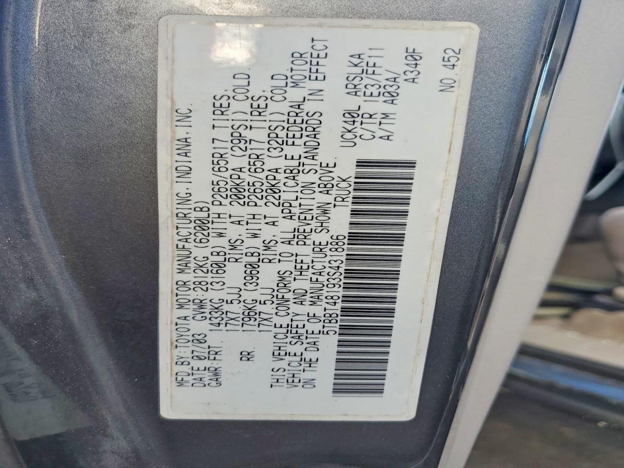 2003 TOYOTA TUNDRA ACCESS CAB LIMITED photo 12