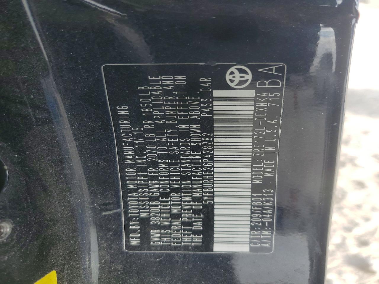 2016 TOYOTA COROLLA L photo 12