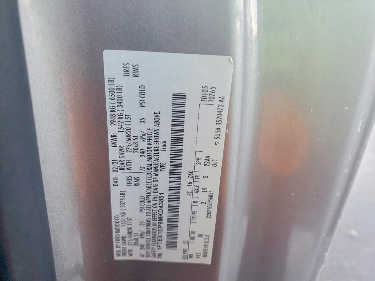 2021 FORD F150 SUPER CAB photo 12