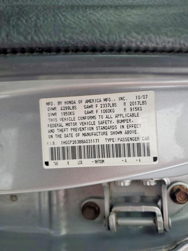 2008 HONDA ACCORD LX photo 12