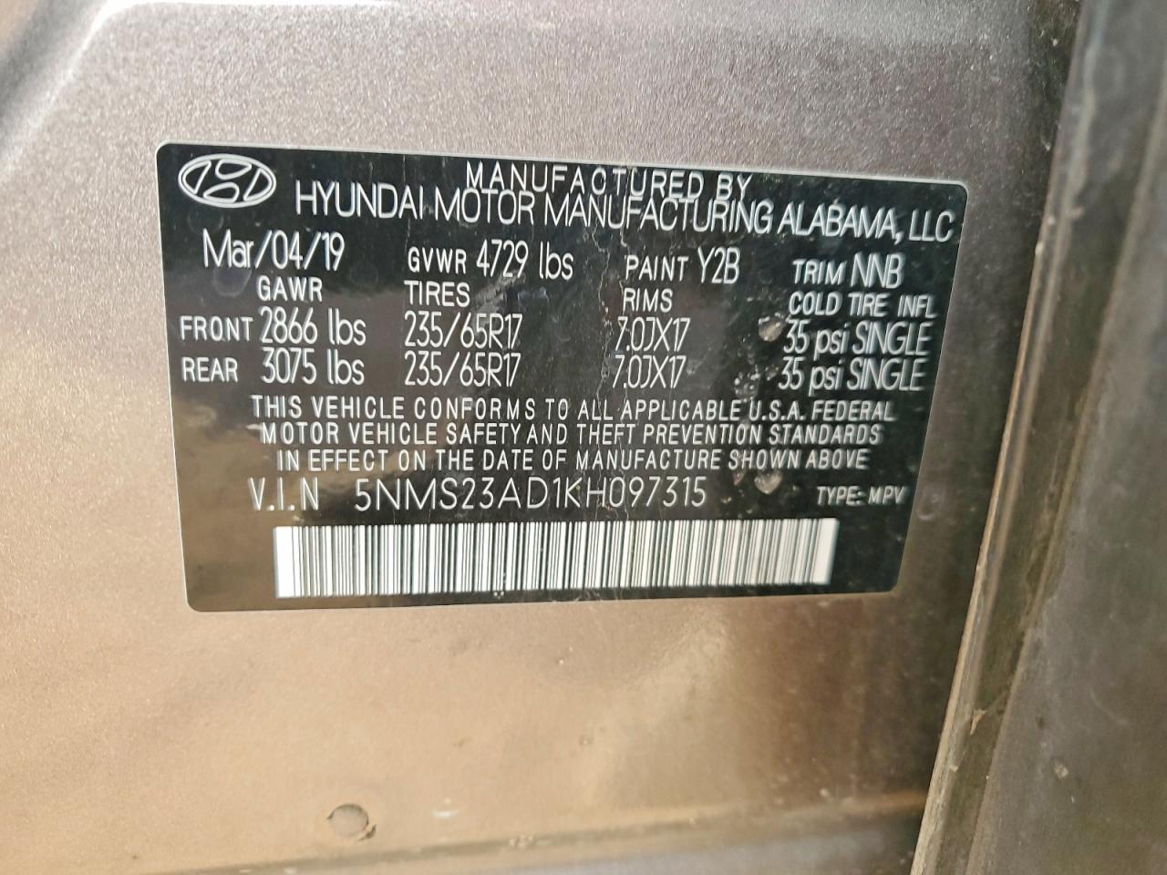 2019 HYUNDAI SANTA FE photo 14