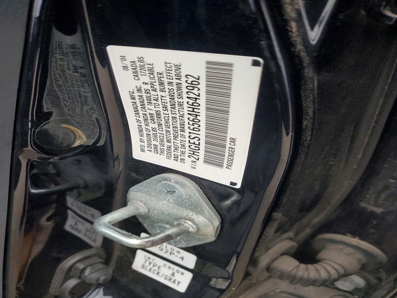 2004 HONDA CIVIC LX photo 12