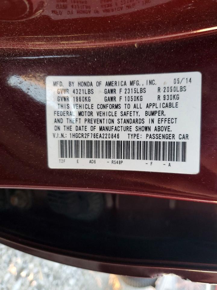 2014 HONDA ACCORD EX photo 12