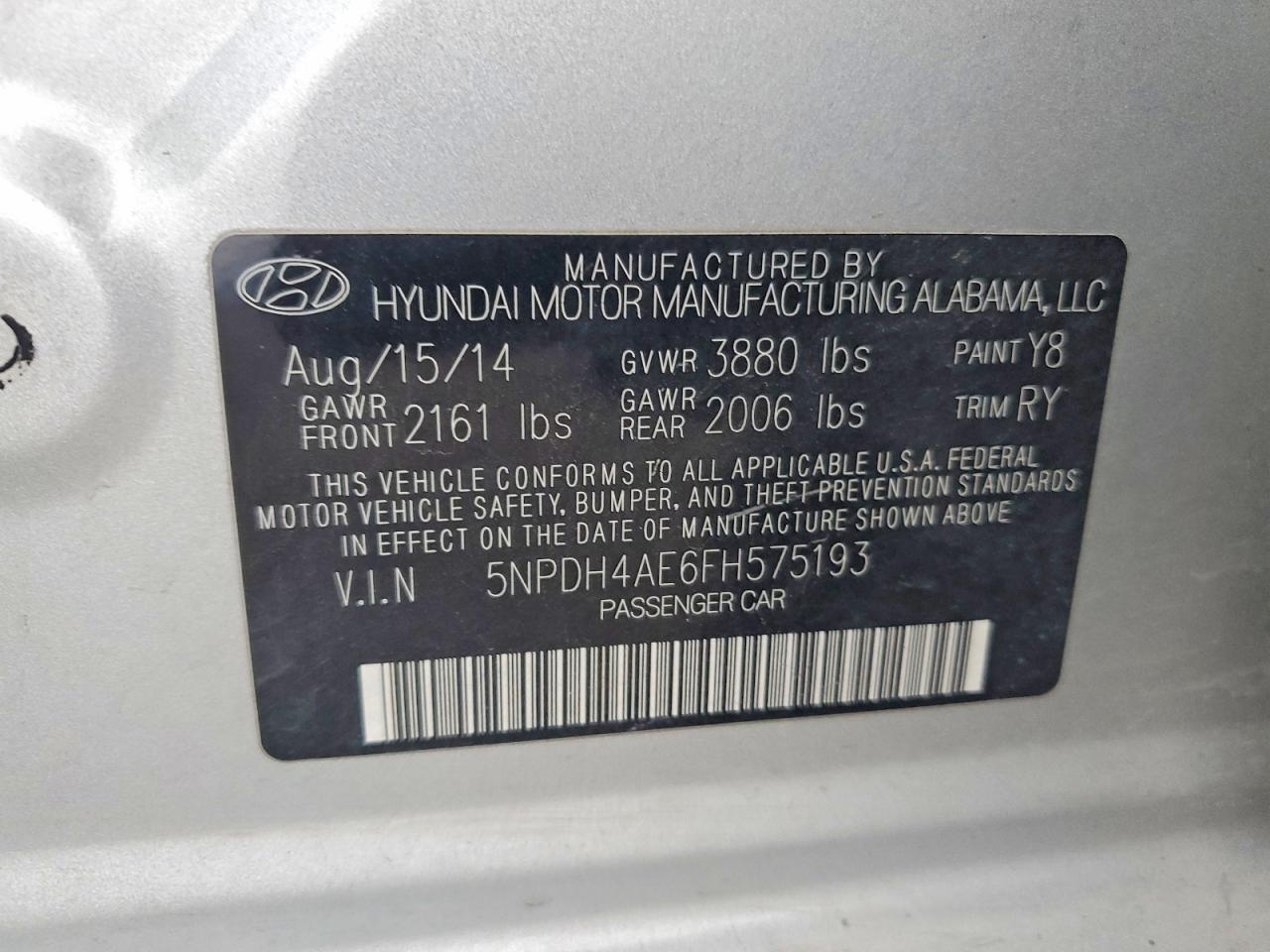 2015 HYUNDAI ELANTRA SE photo 12