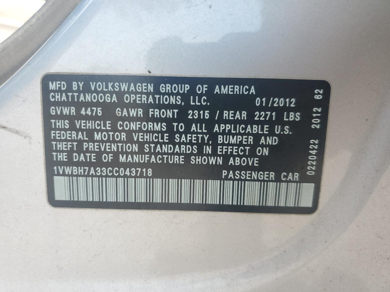 2012 VOLKSWAGEN PASSAT SE photo 23