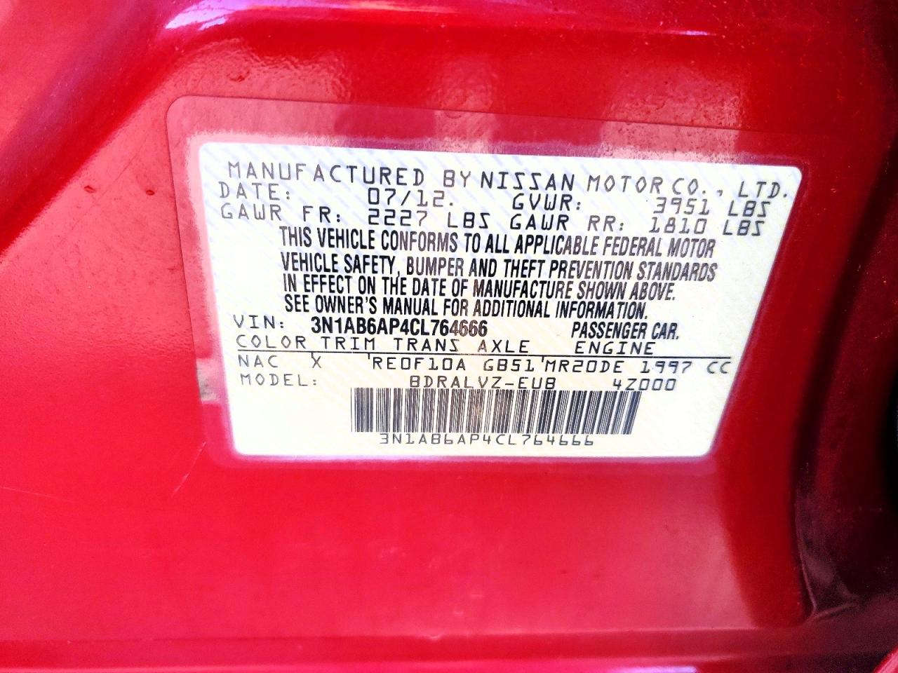 2012 NISSAN SENTRA 2.0 photo 13