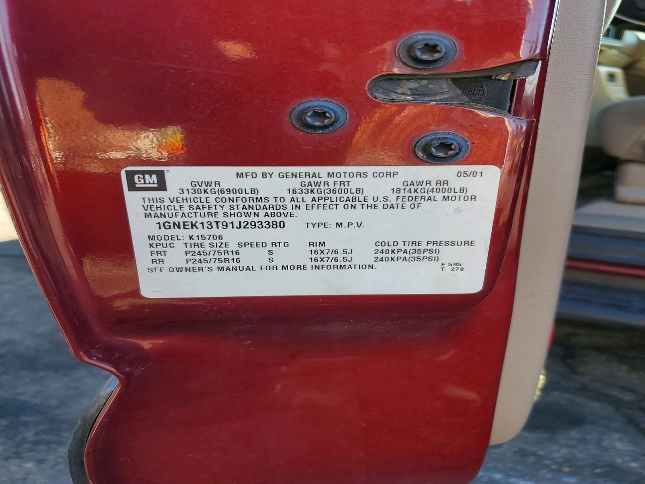 2001 CHEVROLET TAHOE K1500 photo 13