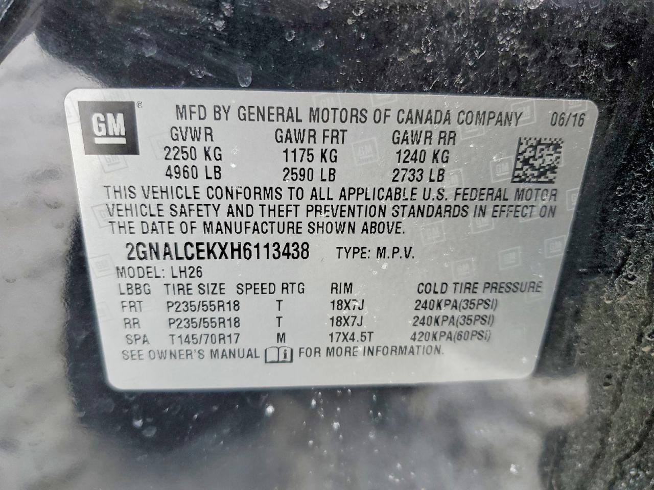 2017 CHEVROLET EQUINOX LT photo 13