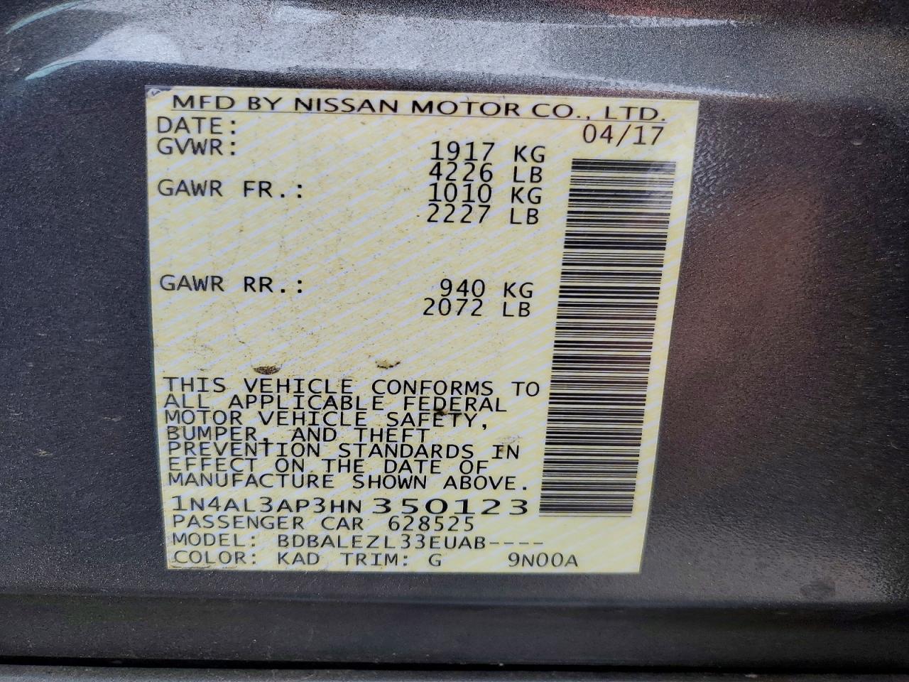 2017 NISSAN ALTIMA 2.5 photo 25