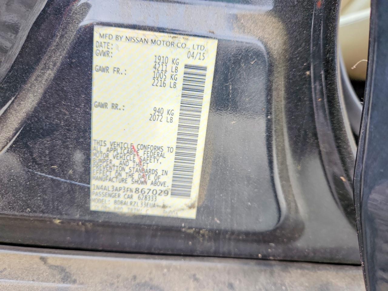 2015 NISSAN ALTIMA 2.5 photo 12