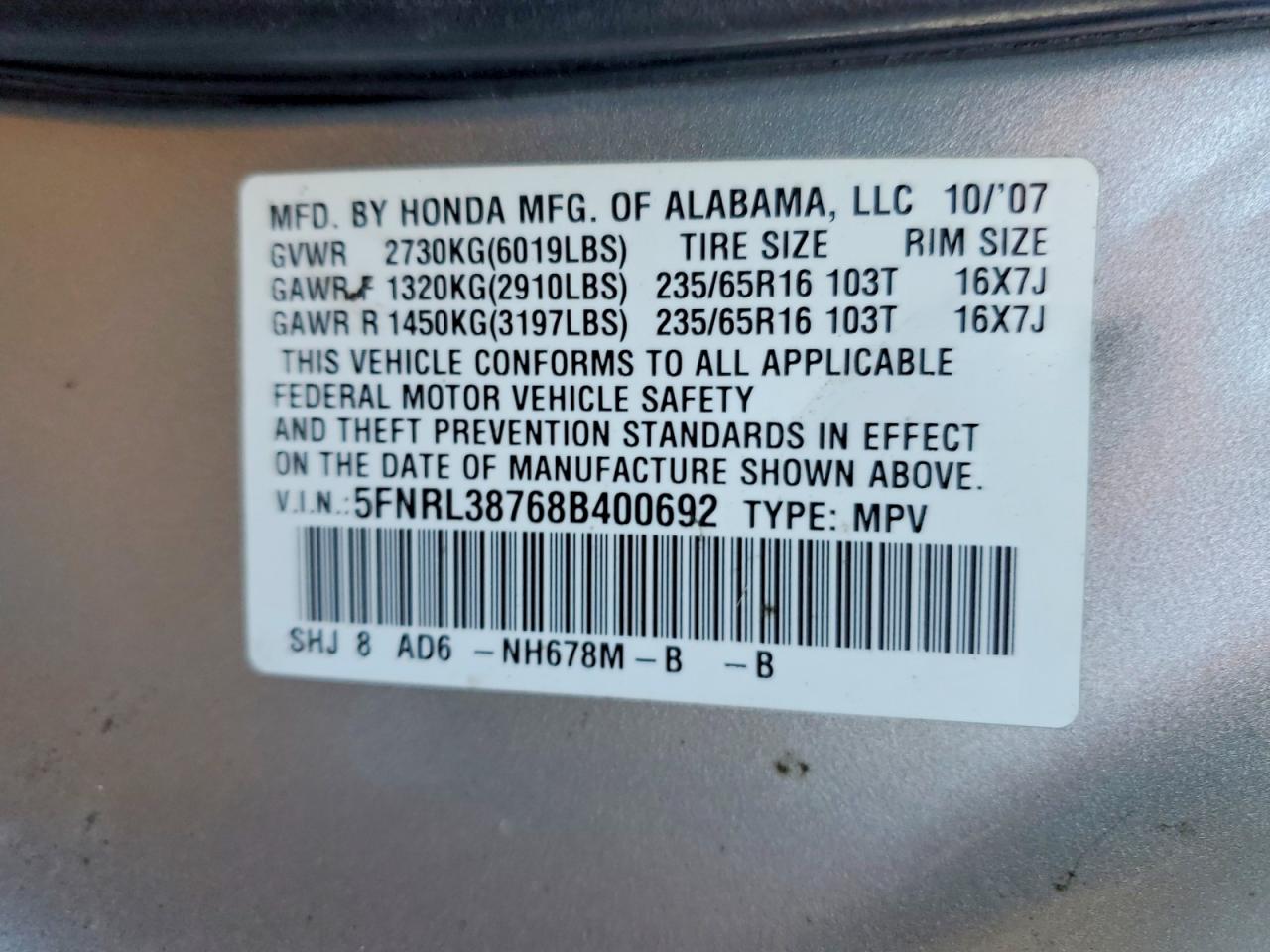 2008 HONDA ODYSSEY EXL photo 13
