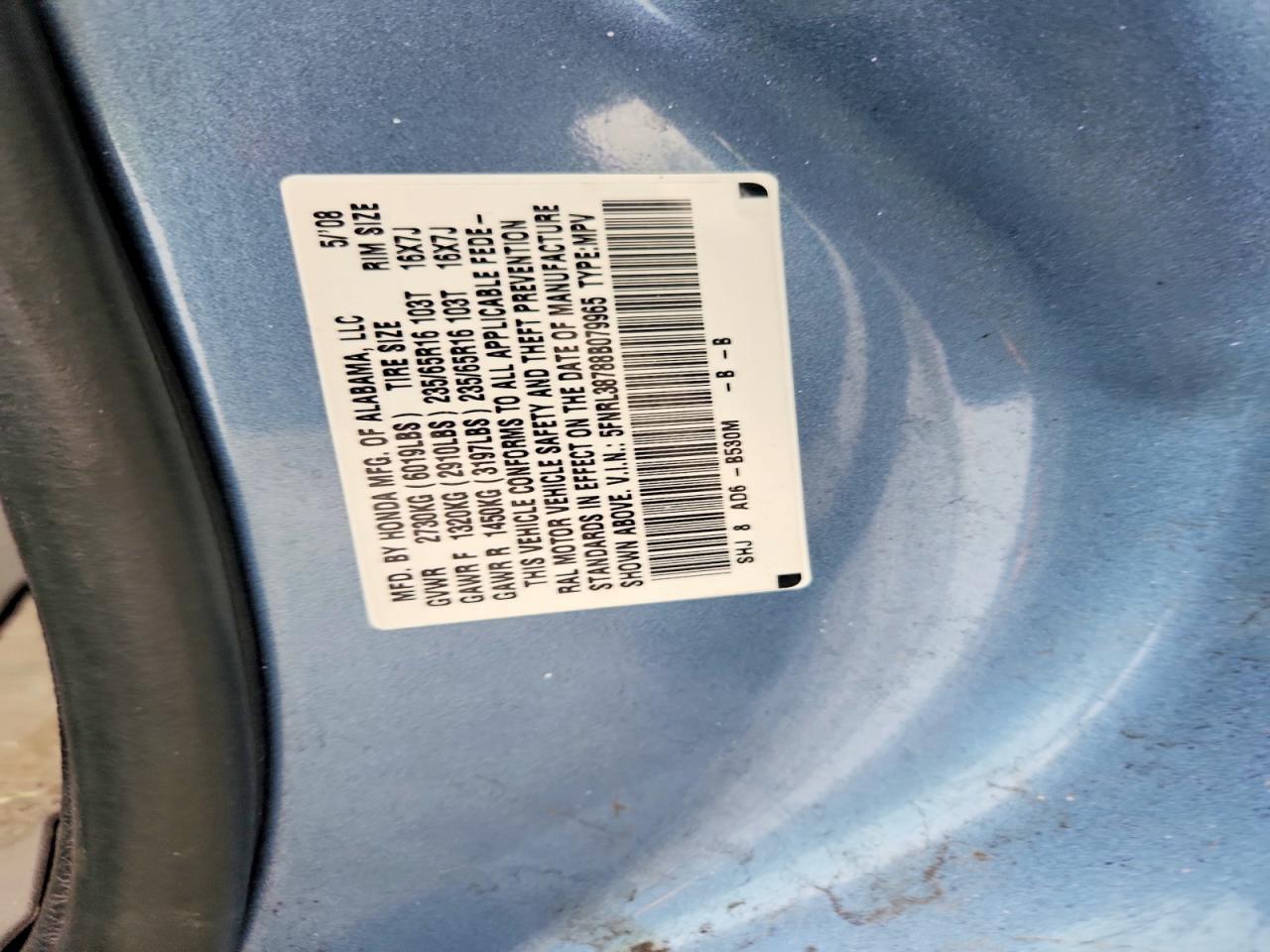 2008 HONDA ODYSSEY EXL photo 13
