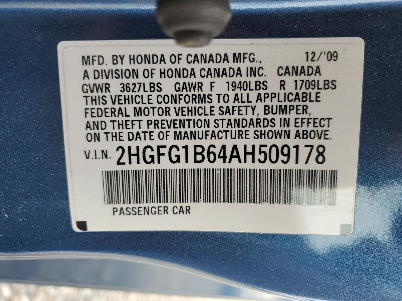 2010 HONDA CIVIC LX photo 12