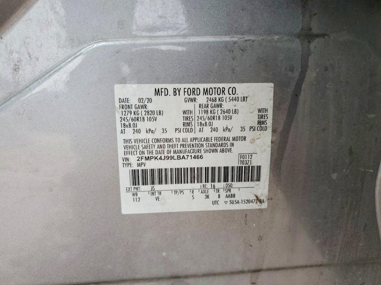 2020 FORD EDGE SEL photo 12