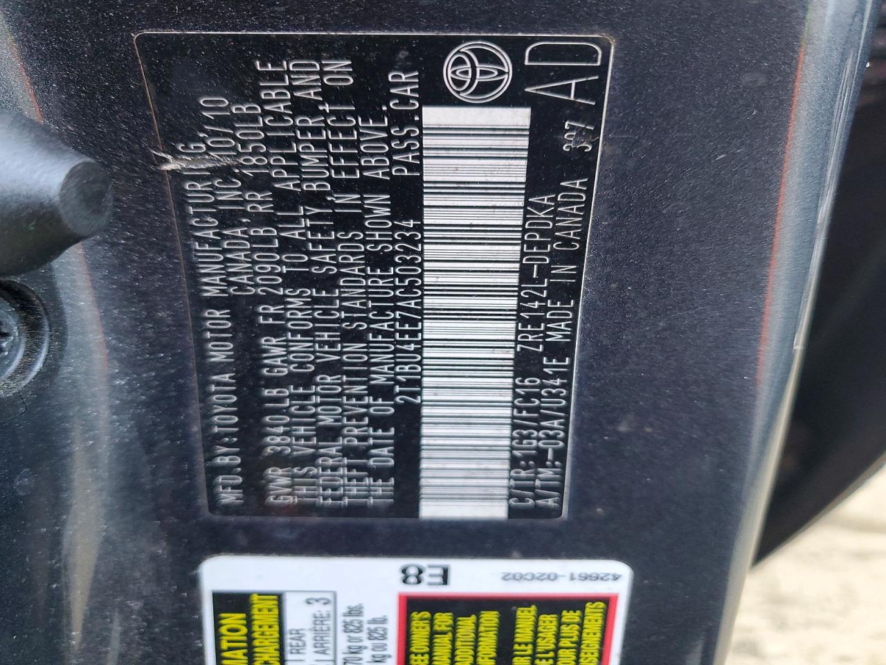2010 TOYOTA COROLLA BASE photo 23