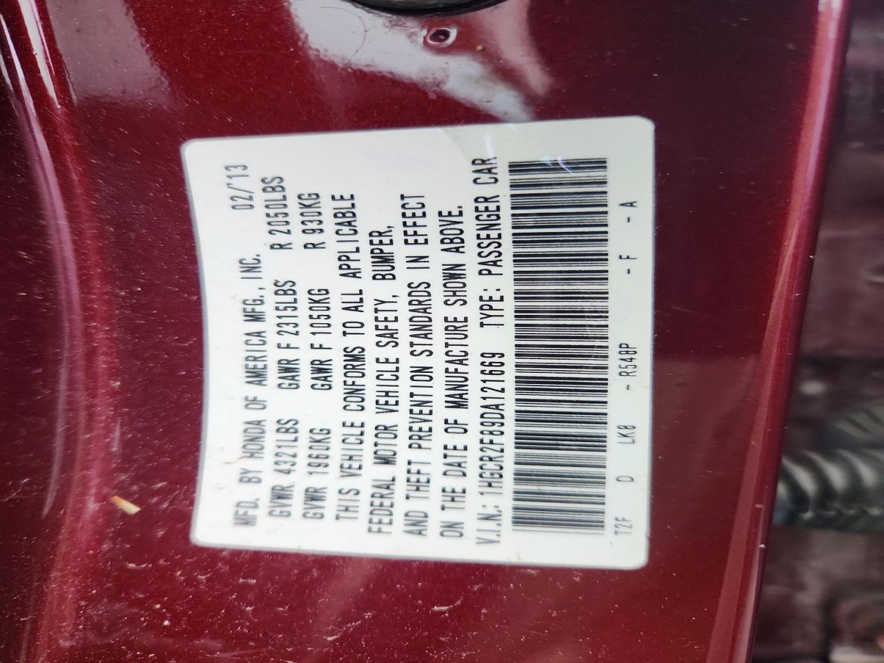 2013 HONDA ACCORD EXL photo 12
