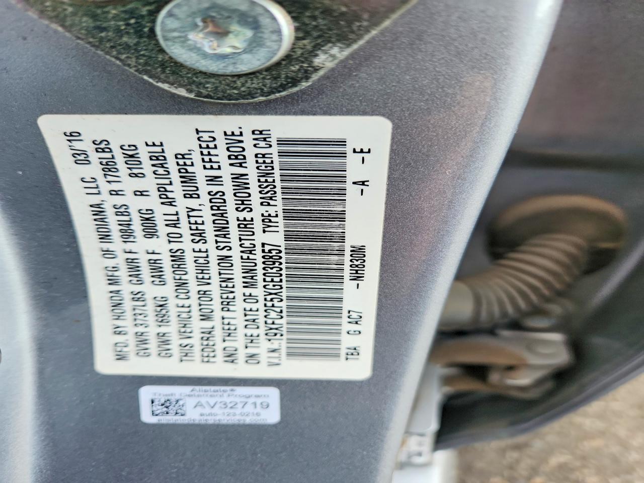 2016 HONDA CIVIC LX photo 12