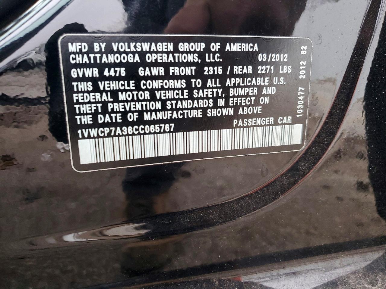 2012 VOLKSWAGEN PASSAT SEL photo 12