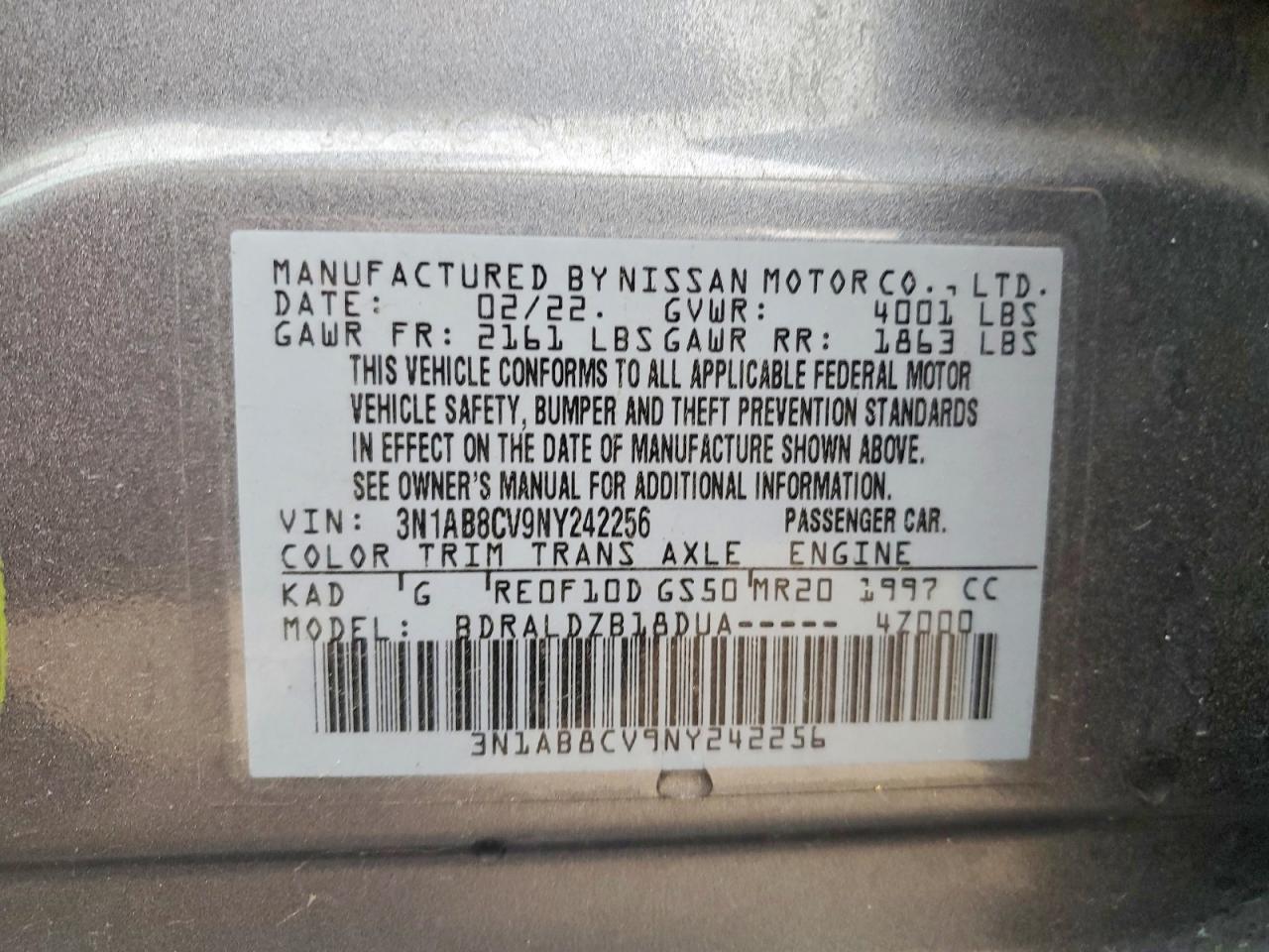 2022 NISSAN SENTRA SV photo 12