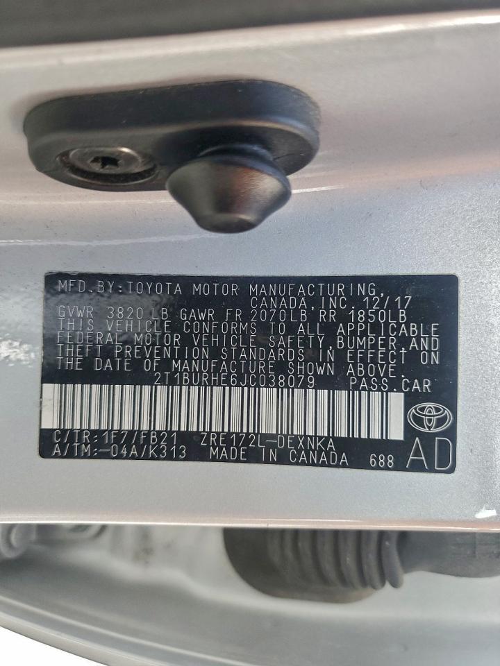 2018 TOYOTA COROLLA L photo 12