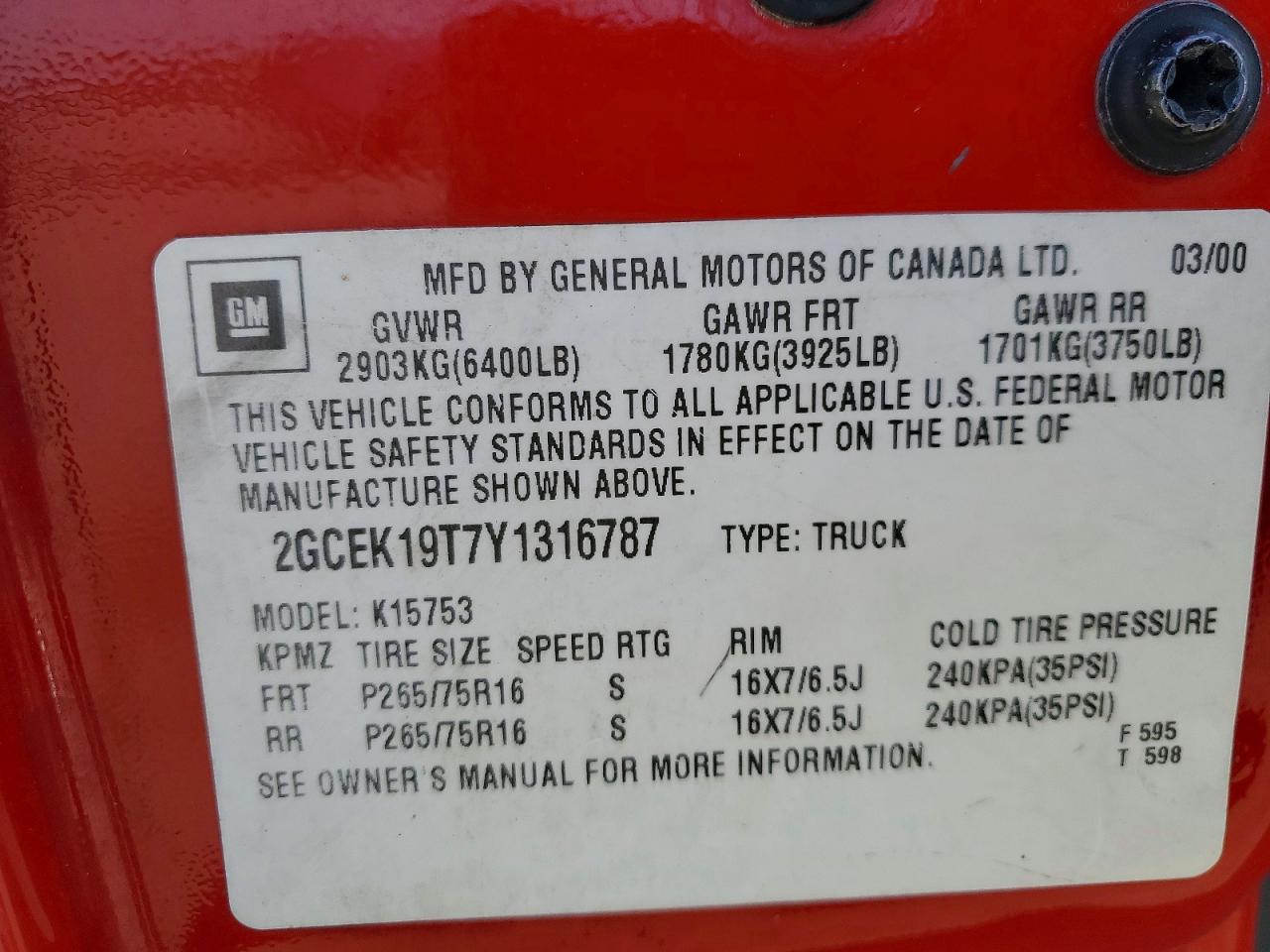 2000 CHEVROLET SILVERADO K1500 photo 25