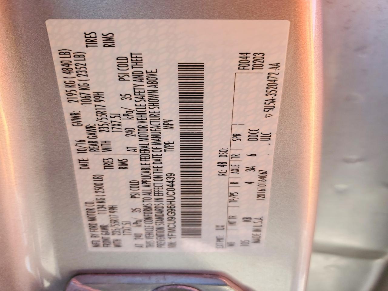 2017 FORD ESCAPE SE photo 14