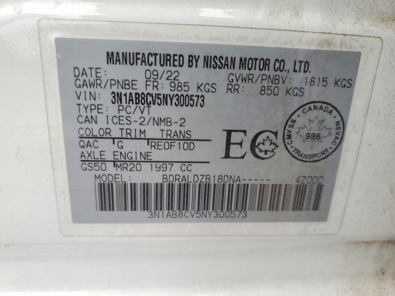 2022 NISSAN SENTRA SV photo 12