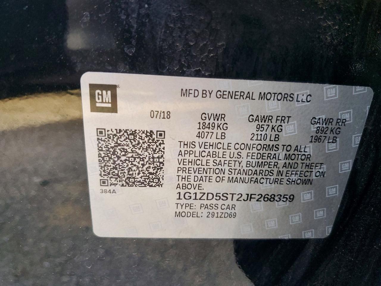 2018 CHEVROLET MALIBU LT photo 12