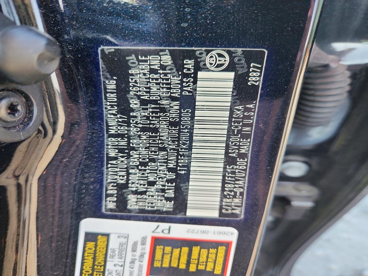 2017 TOYOTA CAMRY LE photo 12
