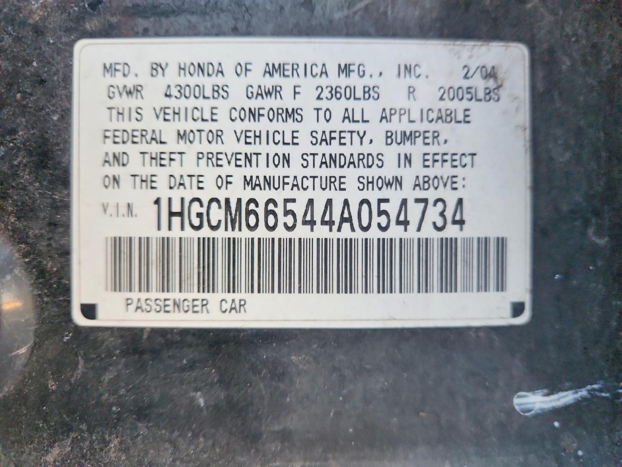 2004 HONDA ACCORD EX photo 13