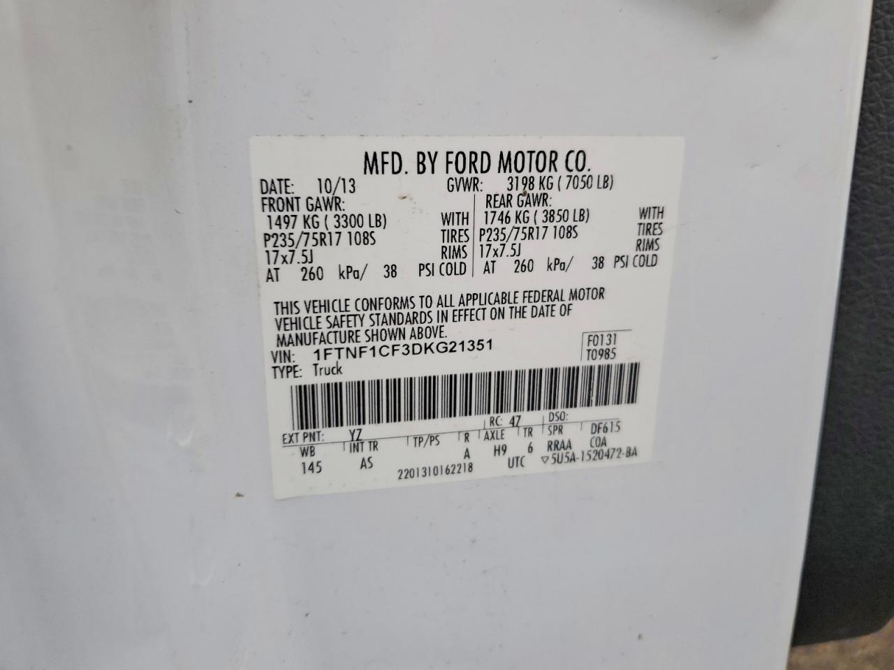 2013 FORD F150 photo 12
