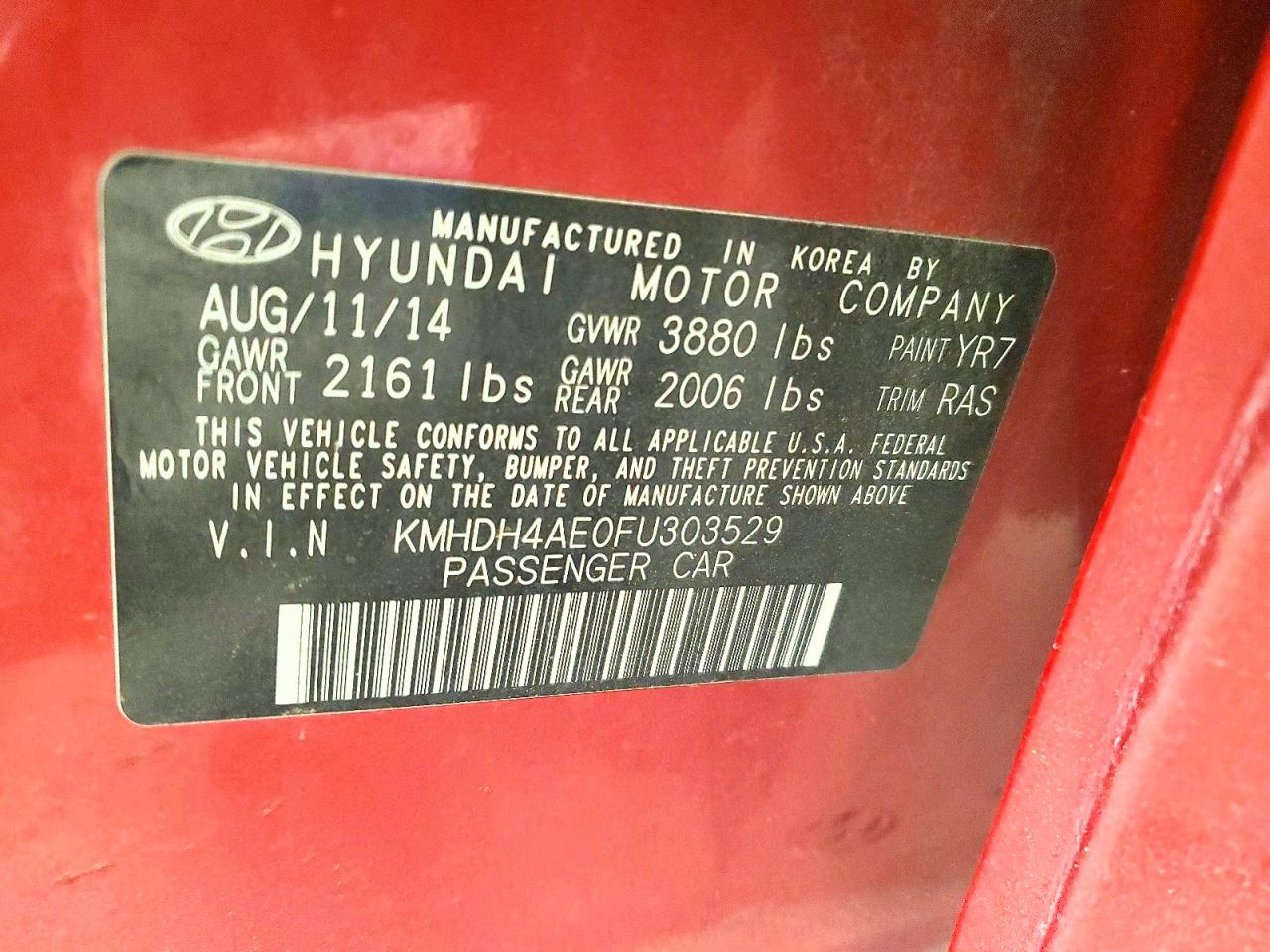 2015 HYUNDAI ELANTRA SE photo 12