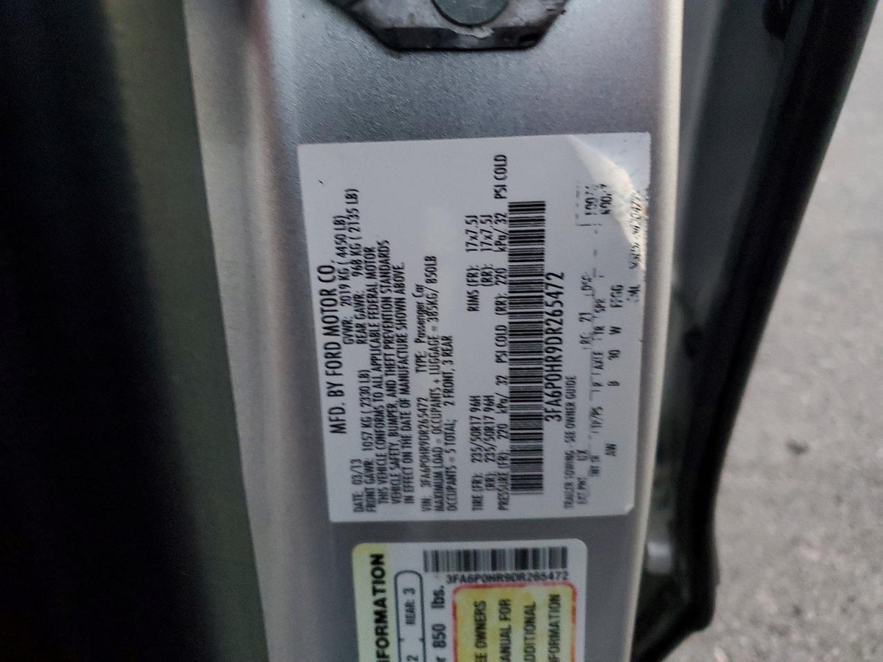 2013 FORD FUSION SE photo 13