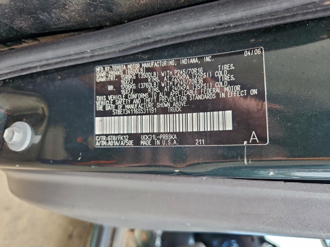 2006 TOYOTA TUNDRA photo 12