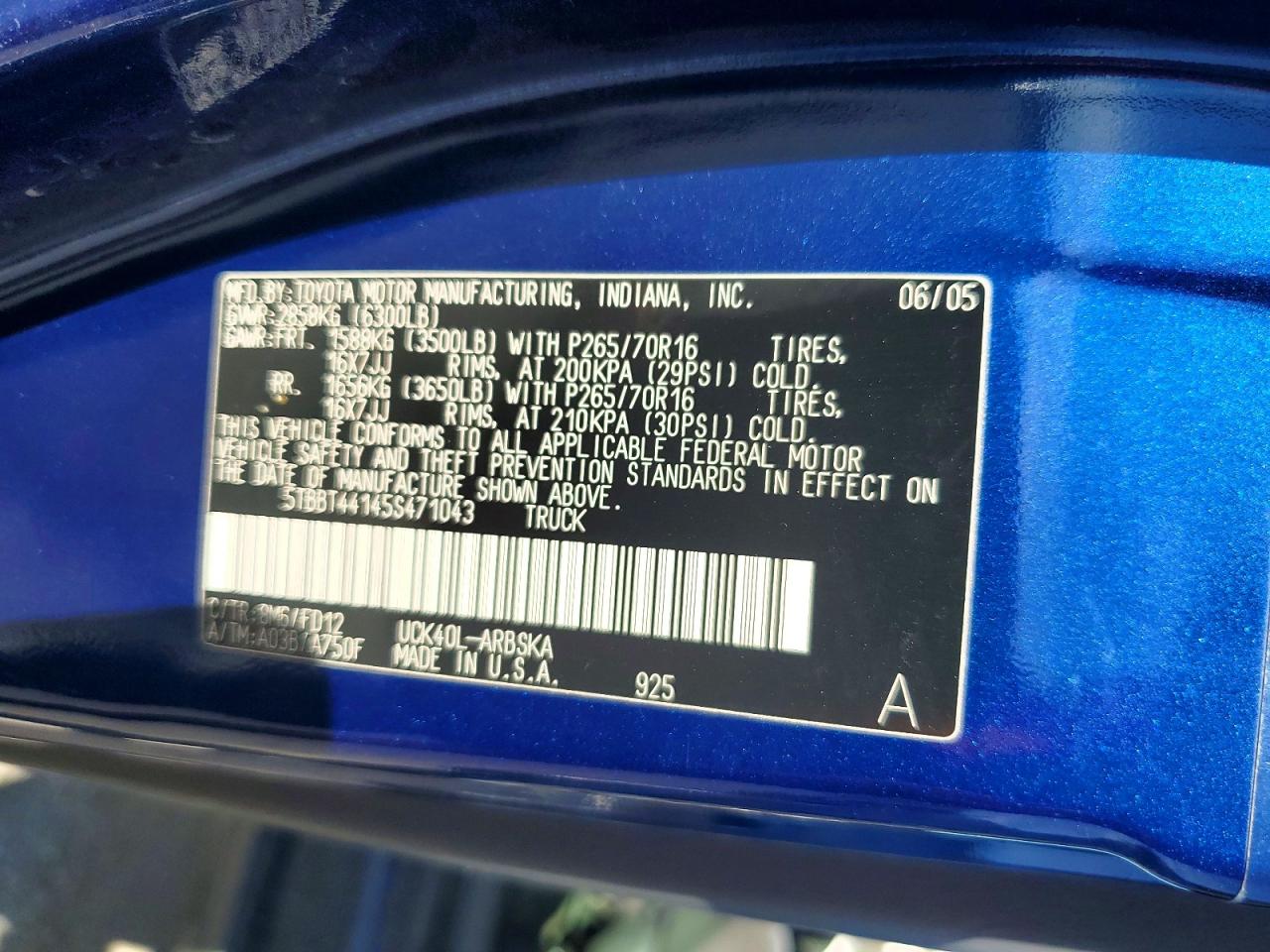 2005 TOYOTA TUNDRA ACCESS CAB SR5 photo 12