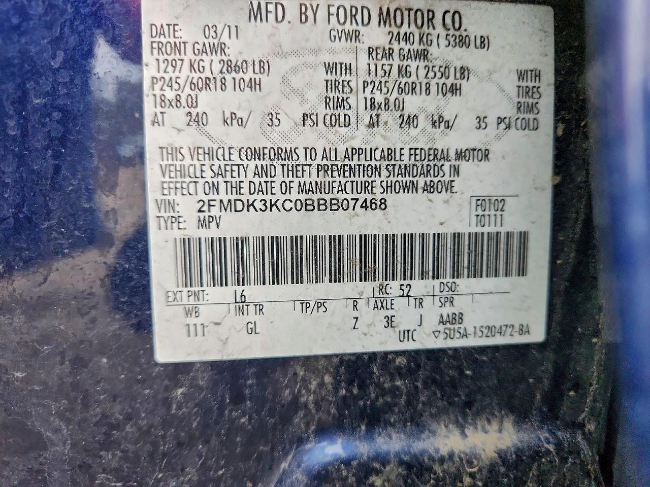 2011 FORD EDGE LIMITED photo 13