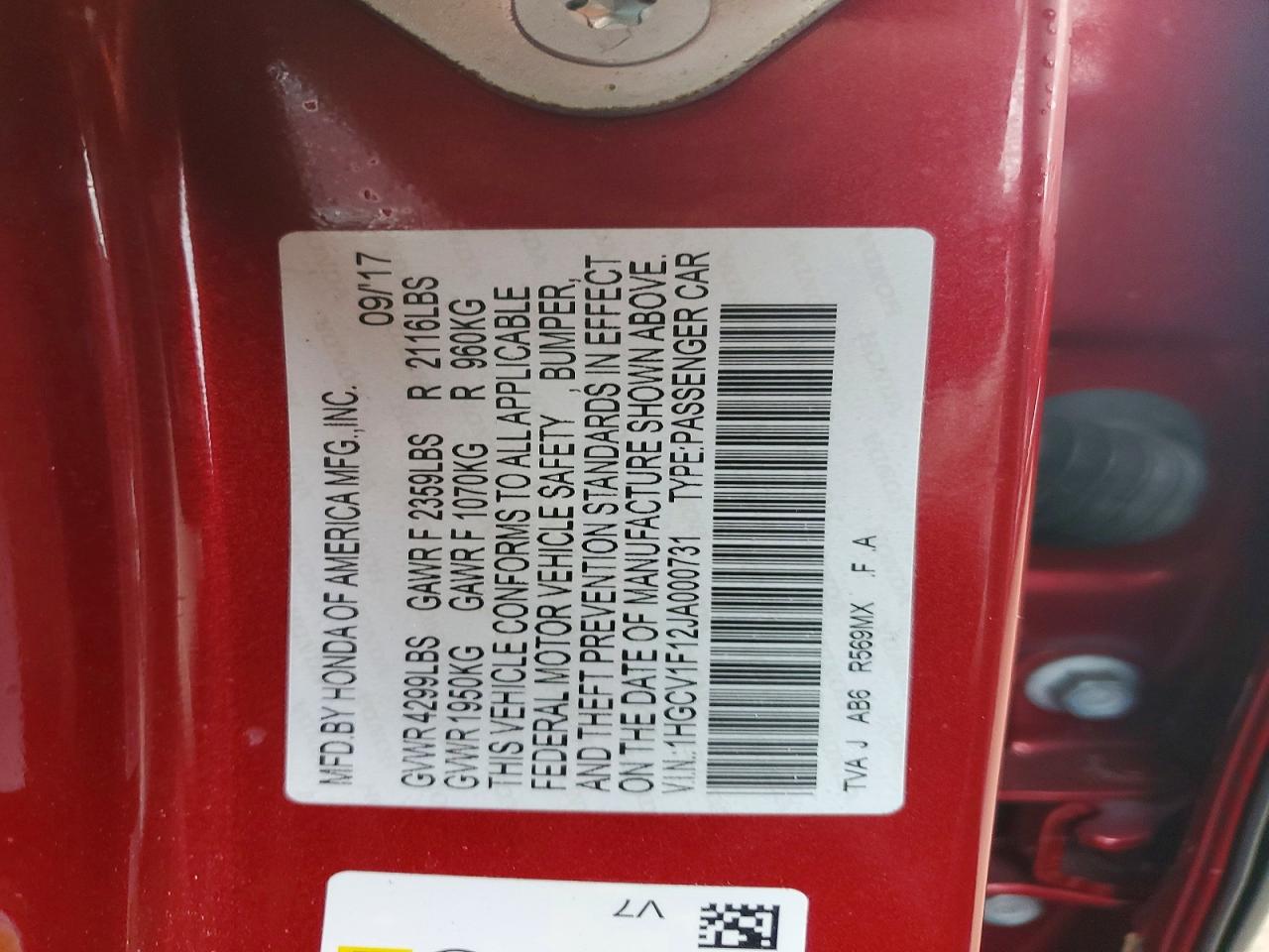 2018 HONDA ACCORD LX photo 12