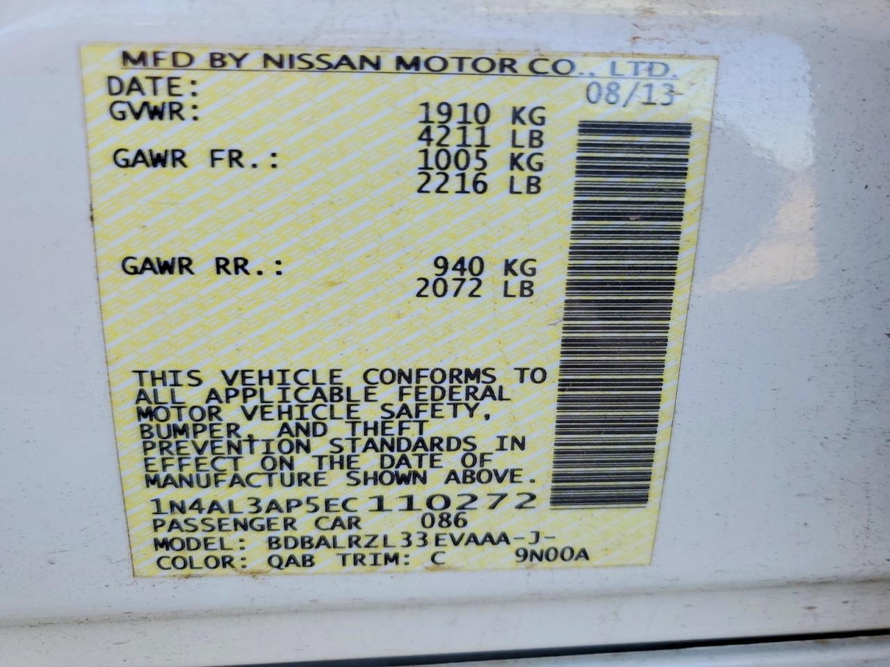 2014 NISSAN ALTIMA 2.5 photo 12