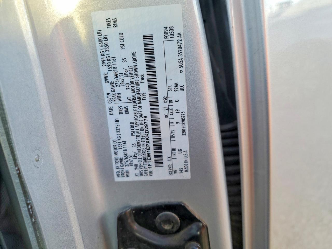 2019 FORD F150 SUPERCREW photo 13
