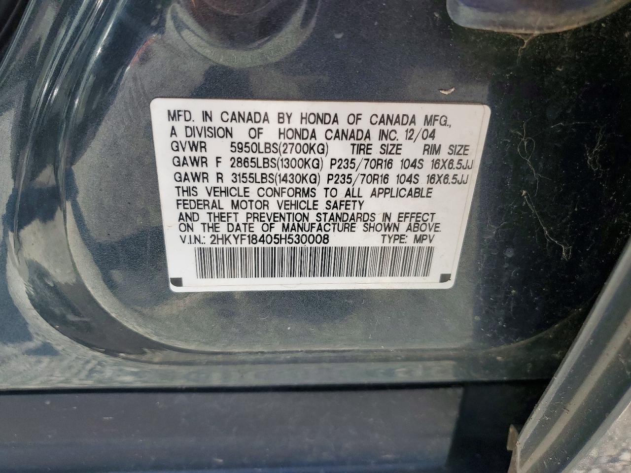 2005 HONDA PILOT EX photo 13