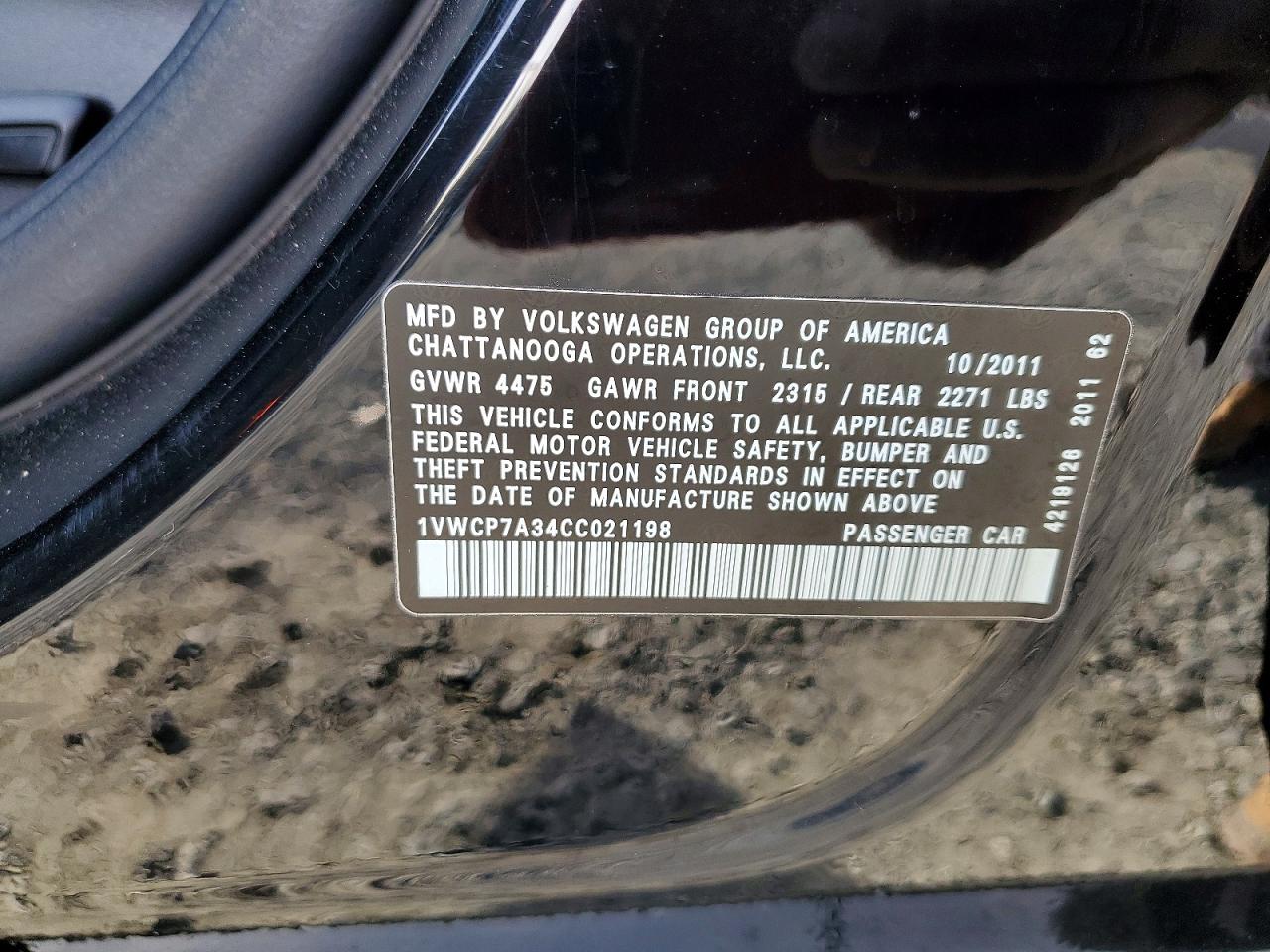 2012 VOLKSWAGEN PASSAT SEL photo 12