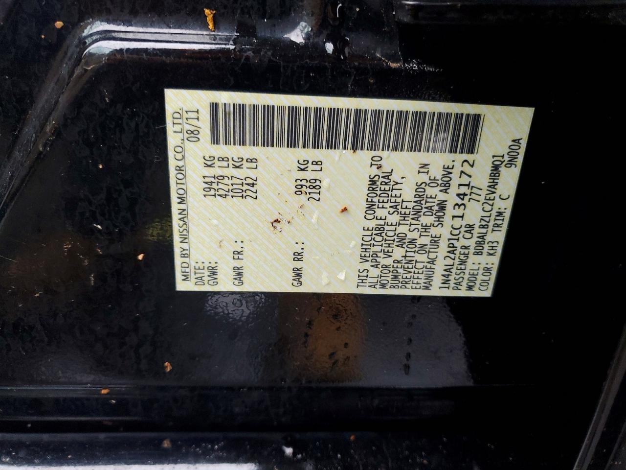 2012 NISSAN ALTIMA BASE photo 34